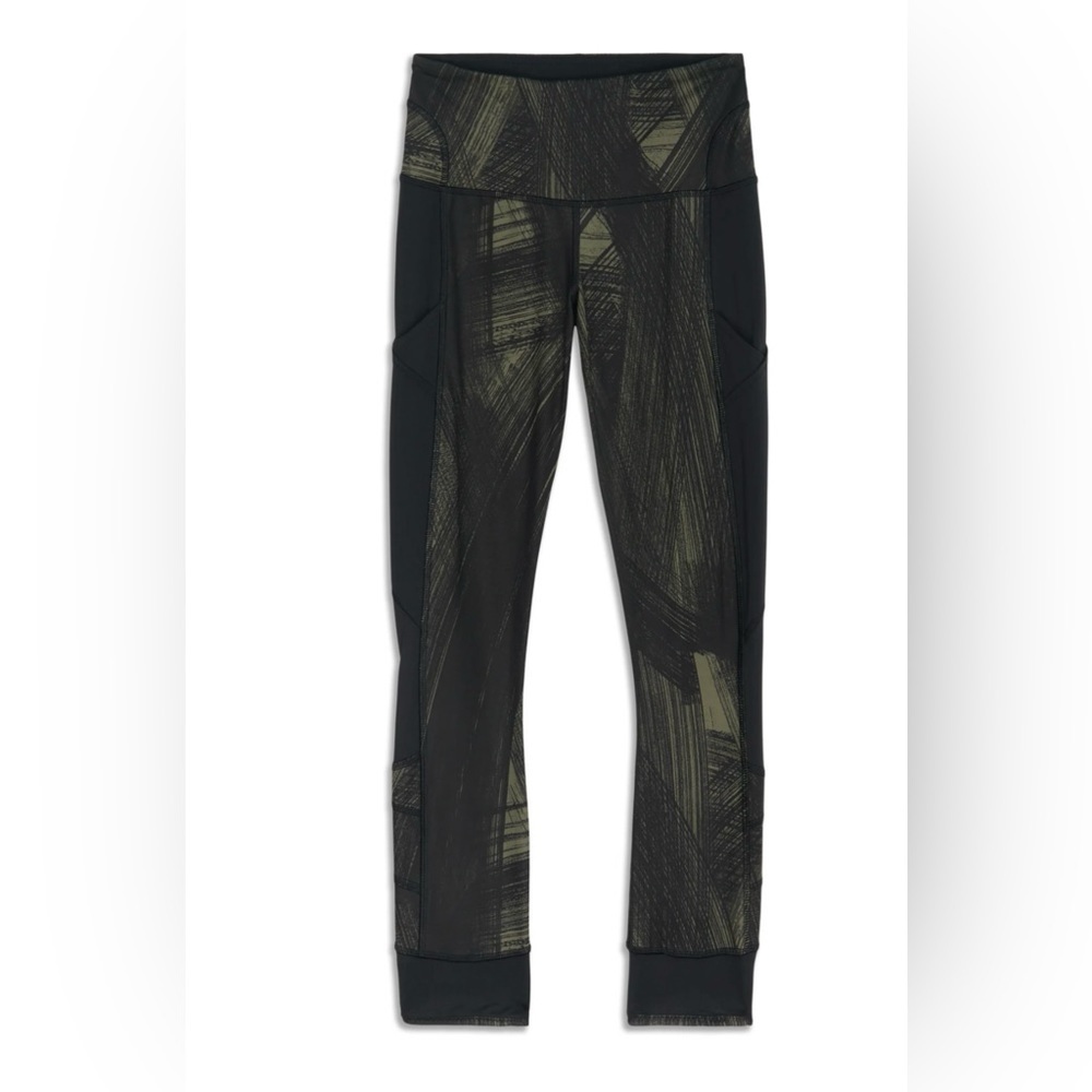Lululemon Fresh Mesh Run Crop Wind Chill Fatigue Green Black/Black Size 2